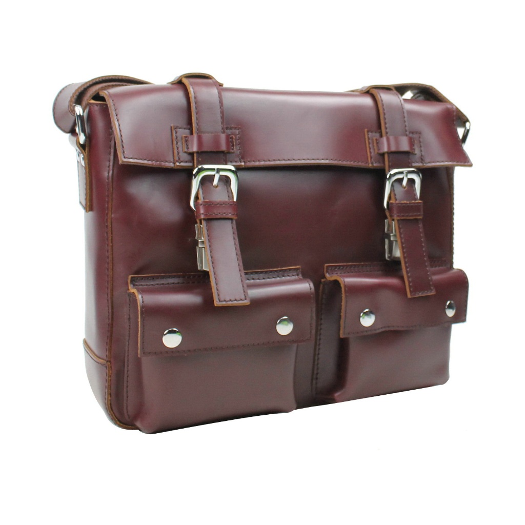 13" Cowhide Leather Messenger Shoulder Bag Lm07wr